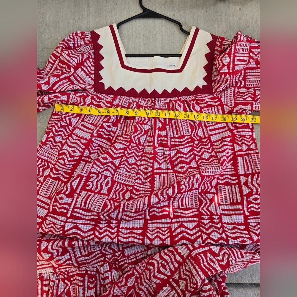 Vintage 100% Cotton Red and White Patterned Dress - Picture 10 of 10
